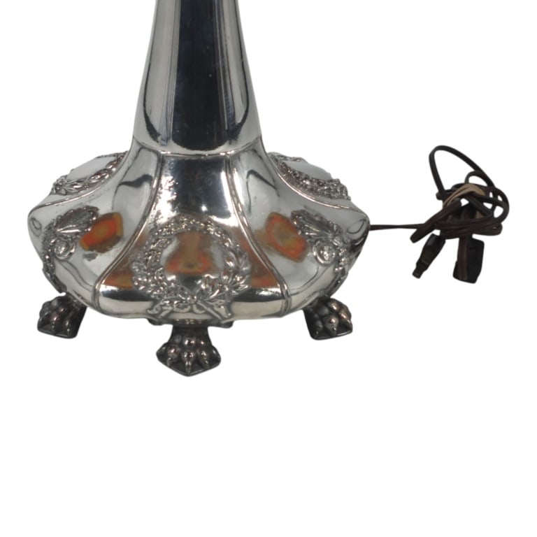 Pittsburg Lamp Reverse Painted Shade, Plated Base - 6