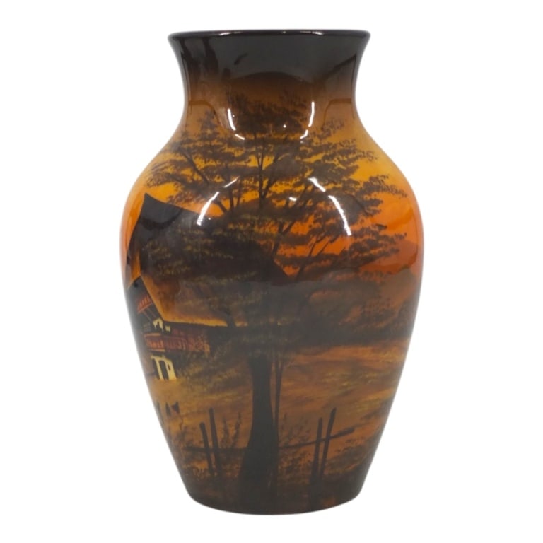 Majolika Schramberg Landscape Motif Pottery Vase: Majolika SMF Schramberg Landscape Motif Pottery Vase. Signed with backstamp and impressed 2278/V. Condition: Light crazing or in good condition. Estimate 50 - 75 Domestic shipping Third Party