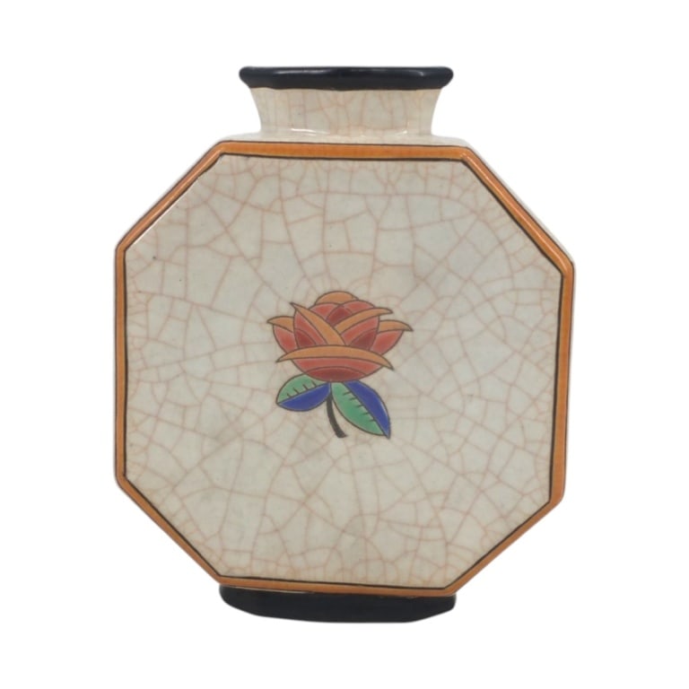 Longwy Art Deco Octagonal Pottery Vase - 3