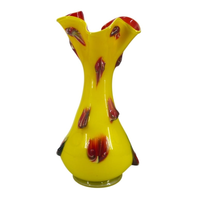 Possibly Essie Zareh 1970's Baijan Glass Vase: Possibly Essie Zareh (Russian 20th C) 1970's Baijan Glass Vase. Unsigned. Measures 15-1/2" x 8" W. Condition: Good condition with no chips or cracks. Estimate 100 - 300 Domestic shipping Third Party