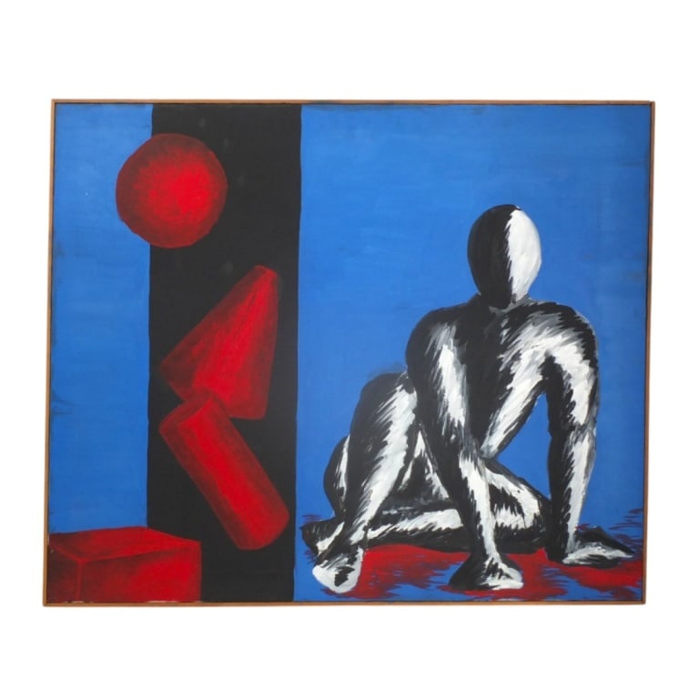 Modern Oil on Canvas "Figural Abstract": Modern Oil on Canvas "Figural Abstract". Unsigned. Measures 30-1/2" x 36-1/2". Condition: good condition. Estimate 120 - 240 Domestic shipping Third Party