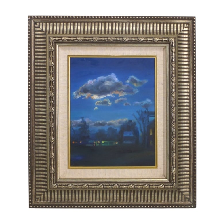 Vintage Oil on Canvas "Night Landscape": Vintage Oil on Canvas "Night Landscape". Unsigned. Measures 13-1/2" x 10-1/2" (sight), frame measures 24" x 21". Condition: Good condition. Estimate 100 - 300 Domestic shipping Third Party