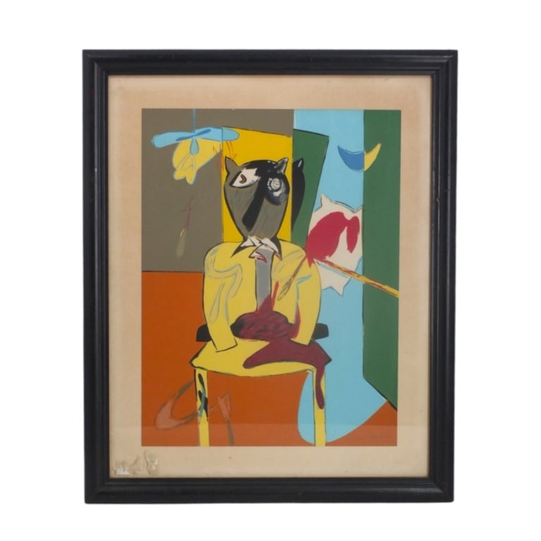 Juan Barjola Serigraph "Tauromaquia" S/N: Juan Barjola (Spanish, 1919-2004) Serigraph "Tauromaquia" Signed and numbered 66/100 lower right. Framed under glass. Measures 23-1/2" x 19" (sight), frame 26-1/2" x 22". Condition: Toning from age an