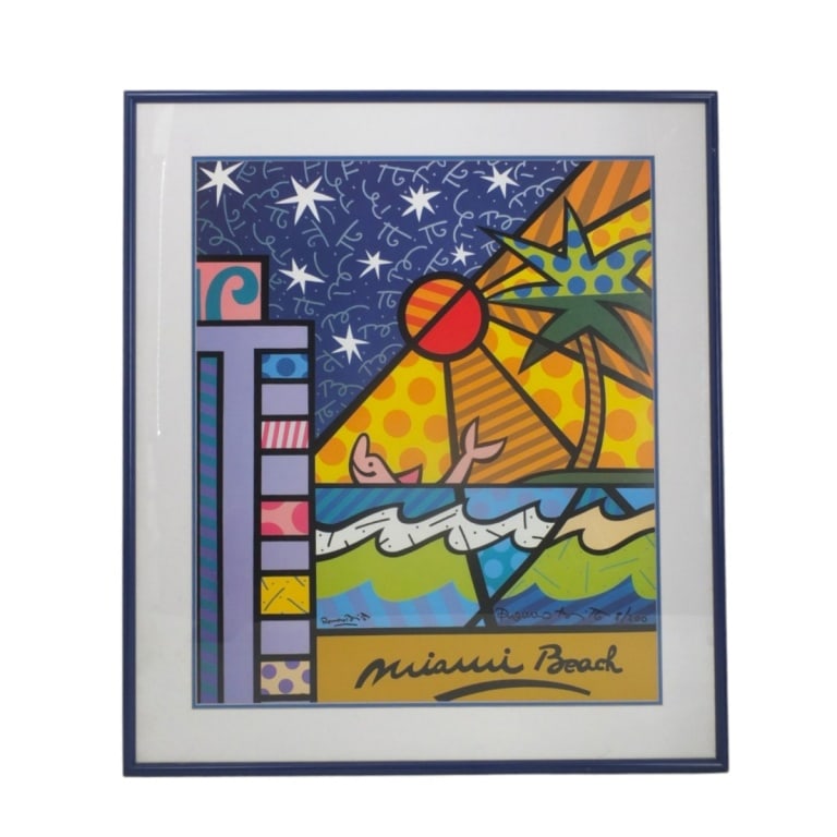 Signed Britto Lithograph "Miami Beach" 8/200 (1 of 4)