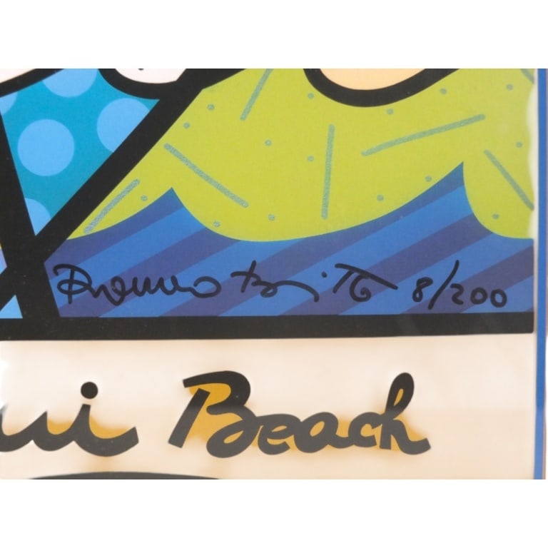 Signed Britto Lithograph "Miami Beach" 8/200 - 3