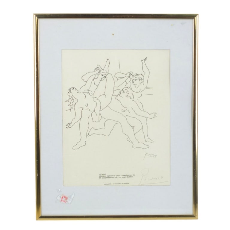 Pablo Picasso, Spanish (1881-1973): Pablo Picasso, Spanish (1881-1973) "Four Dancers" Lithograph, bears pencil signature lower right, signed in plate lower right, Blind Stamped, special edition for the 80th anniversary of the Eiffel