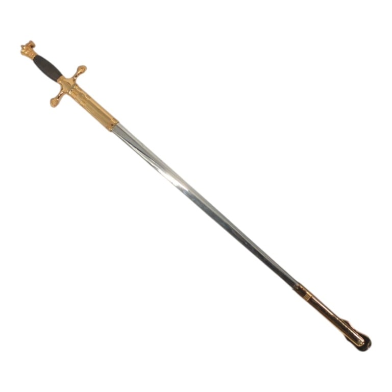 N.S. Meyer "Cavalier" Cadet Sword & Scabbard: N.S. Meyer "Cavalier" Cadet Sword & Scabbard. Signed on blade. Measures 34-1/4" L Condition: Good vintage condition consistent with age and storage. Estimate 150 - 250 Domestic shipping Third Party