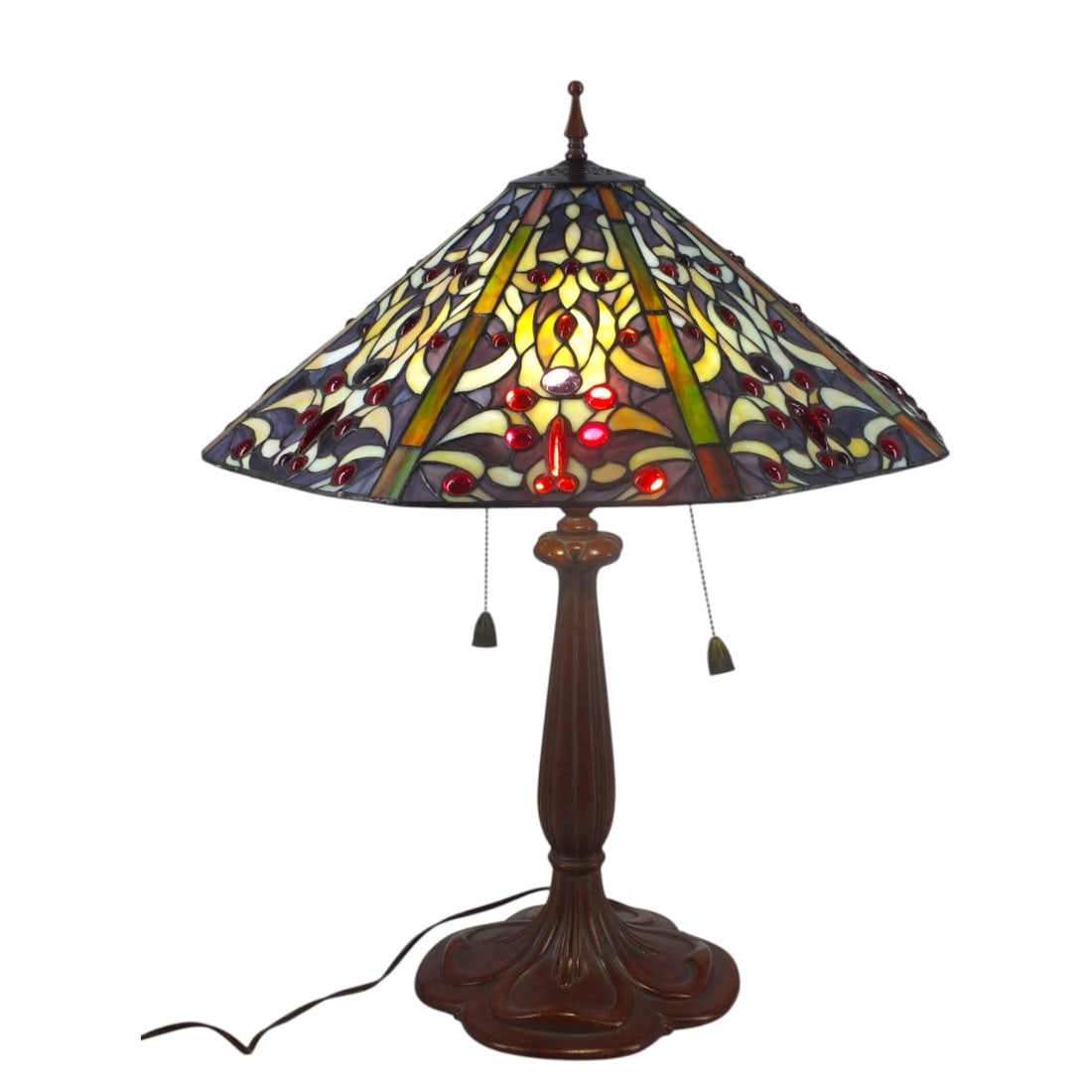 Vintage Tiffany Style Leaded Glass Lamp (1 of 2)