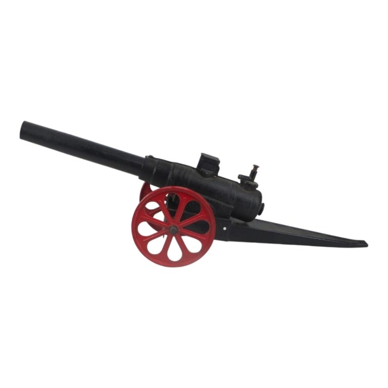 Conestoga Co. Big Bang No.15 Toy Cannon: Vintage Conestoga Co. Cast Iron Big Bang No.15 Toy Cannon. Patent Stamp with title. Measures 7" x 25" x 6". Condition: Appears to be in good vintage condition. Estimate 80 - 160 Domestic shipping
