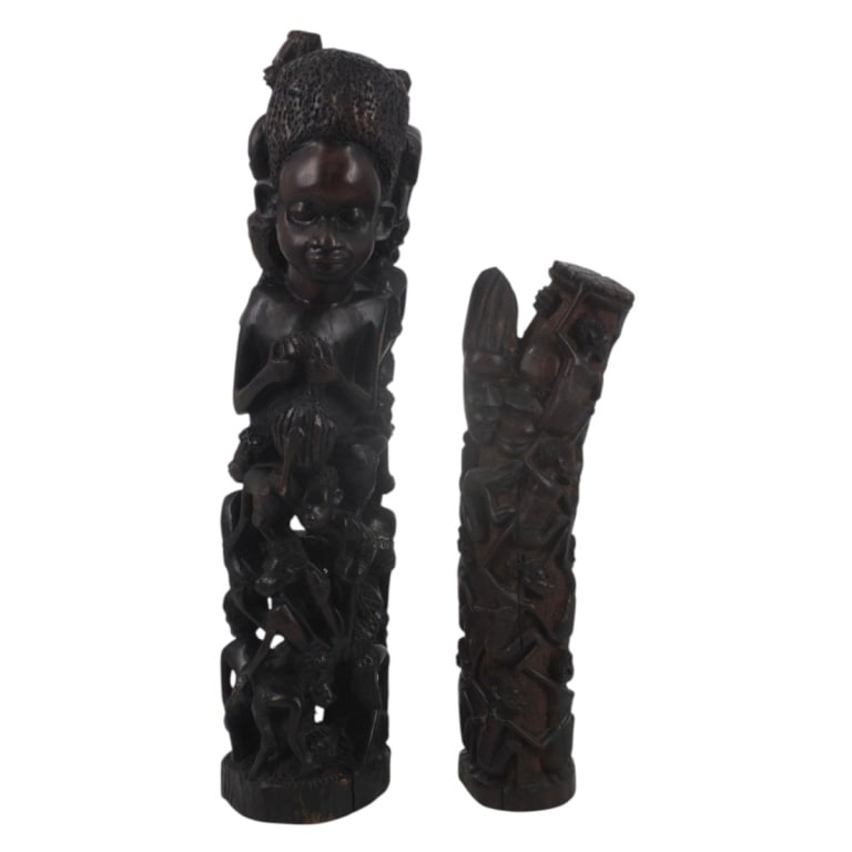 2 Vintage African Hardwood Carvings Makonde Ujamaa (1 of 7)