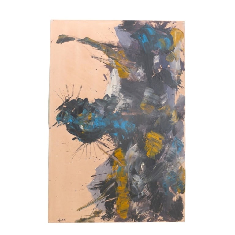 Contemporary Oil on Canvas "Abstract": Contemporary Oil on Canvas "Abstract". Signed lower right illegibly. Unframed measures 36" x 24". Condition: Good condition. Estimate 100 - 1000 Domestic shipping Third Party