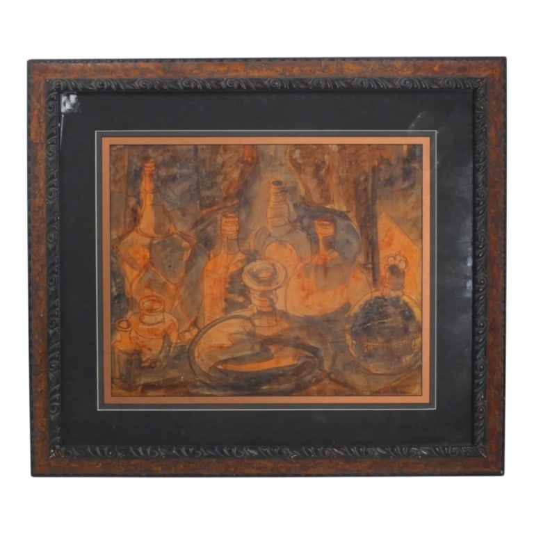 Fran Williams (20th Century): Fran Williams (20th Century) Gouache on Paper "Still Life" Pencil Signed on Lower Margin. Sight measures 16-1/2" x 20-1/2". Frame measures 28-1/4" x 32". Condition: Toning to the paper otherwise good