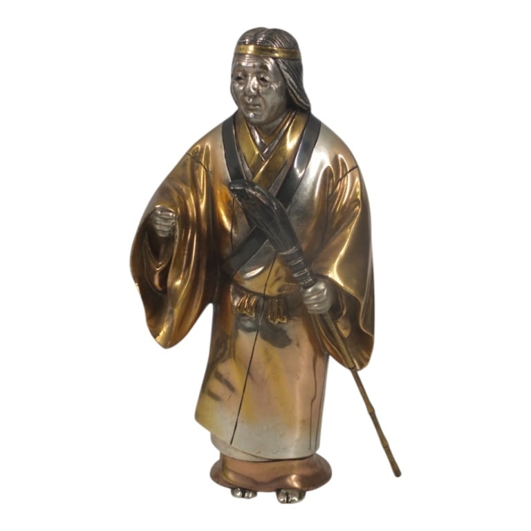 Vintage Japanese Mixed Metal Figurine "Wise Man": Vintage Japanese Mixed Metal Figurine "Wise Man". Unsigned. Measures 10" H. Condition: Wear, rubbing to finish or in good condition. Estimate 50 - 100 Domestic shipping Third Party