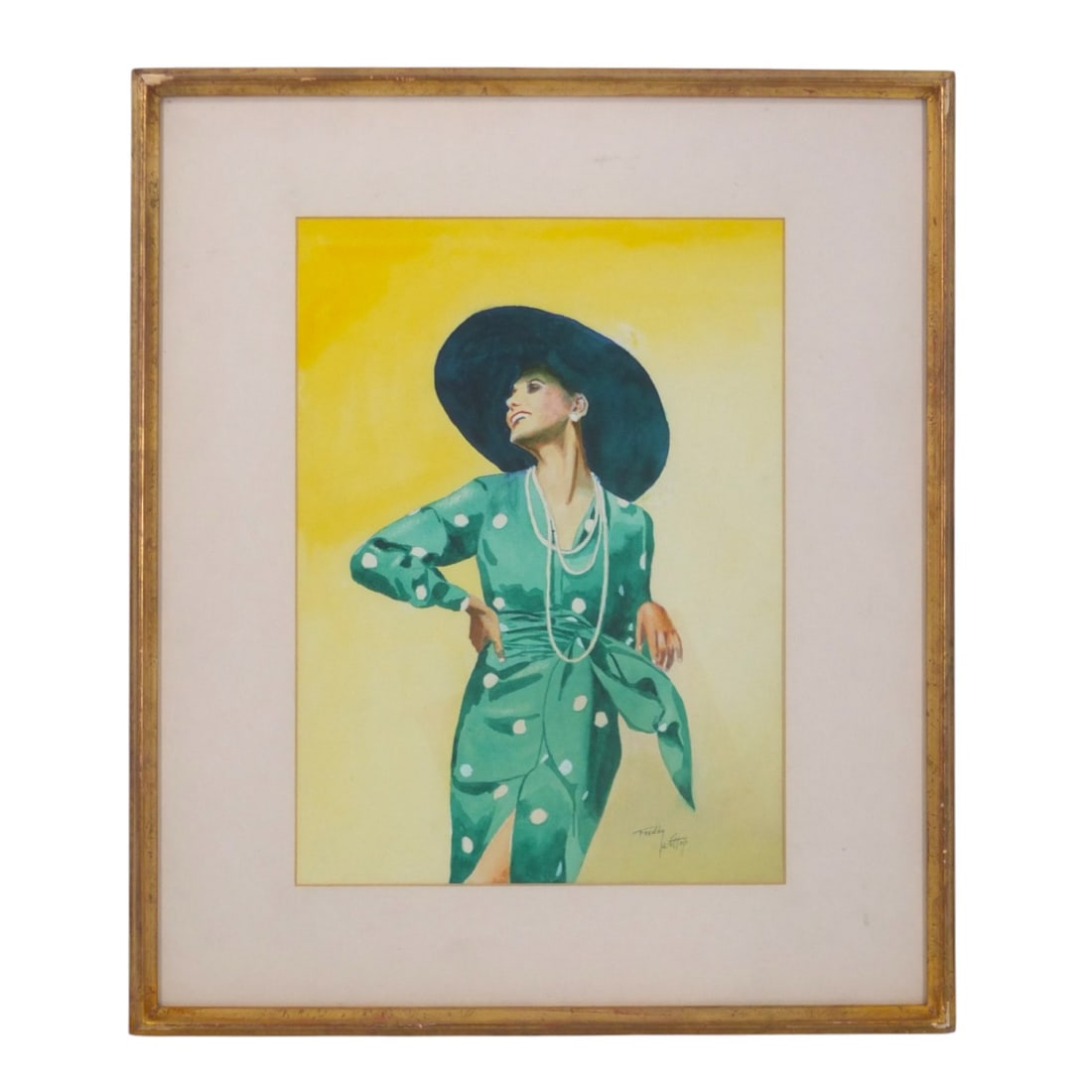 Costume Illustration Gouache Signed Freddy Wittop: Vintage Costume Illustration Gouache on Paper. Signed Freddy Wittop. Framed and presented under glass screen. Measures 12-1/2" x 9-1/4", frame measures 18-1/2" x 16". Condition: Good condition.