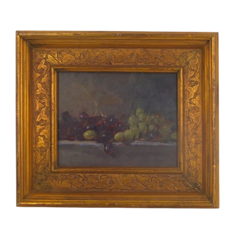 Antique Oil/Board "Still Life of Grapes", Signed (1 of 4)