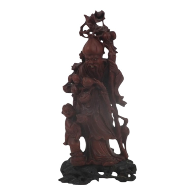 Vintage Chinese Carved Wood Figure "Shou Lao" (1 of 4)
