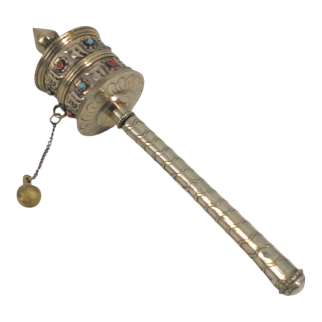 Vintage Tibetan White Metal Prayer Wheel (1 of 4)