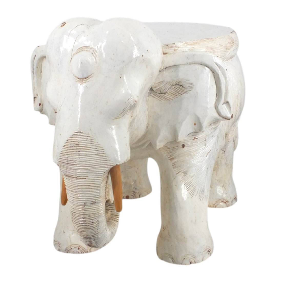 Vintage Painted Carved Wood Elephant Stand/Base (1 of 4)