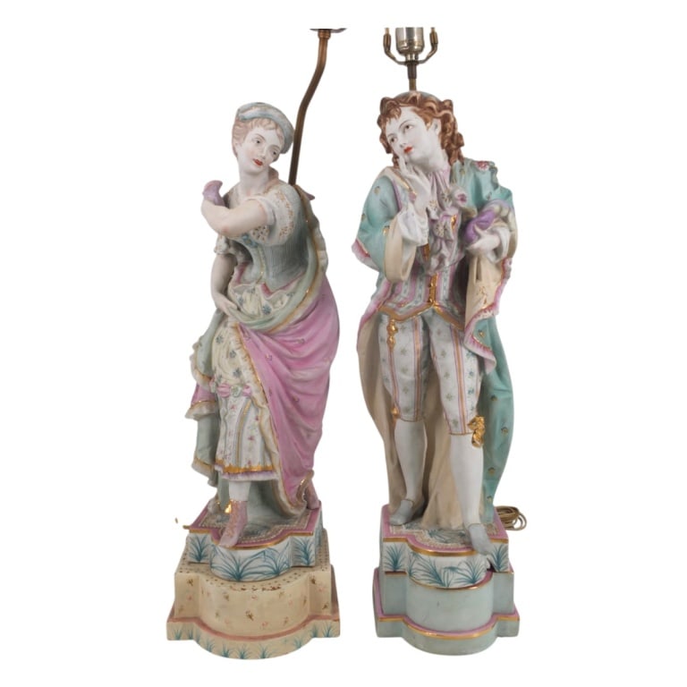 Pr French Bisque Figural Lamps Baury et Vion? (1 of 5)
