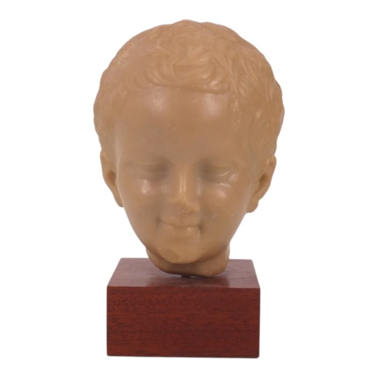 Vintage Museum Resin Composite Bust "Head of Eros": Vintage Museum Resin Composite Bust "Head of Eros" on wood base. Stamped "Replica". Measures 9" H. Condition: Good condition. Estimate 50 - 100 Domestic shipping Third Party