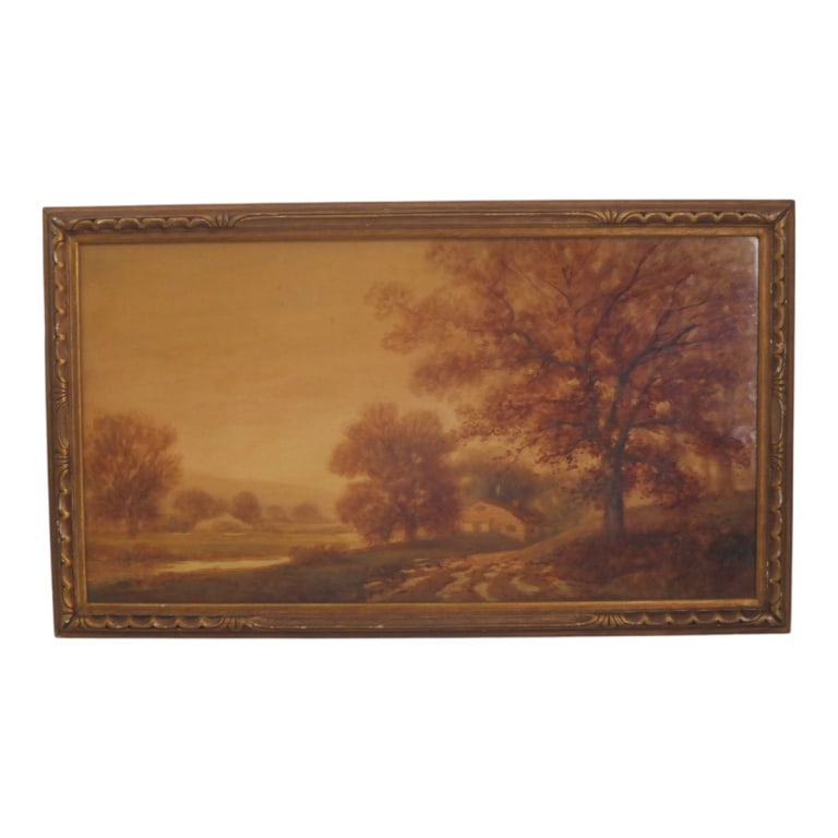 Watercolor "Landscape" Signed Sam Hyde Harris: Vintage watercolor on paper "Pastoral Landscape". Signed Sam Hyde Harris (American 1889-1977) lower left. Framed and presented under glass screen. Measures 15-1/4" x 28-1/4", frame measures 18" x 31".
