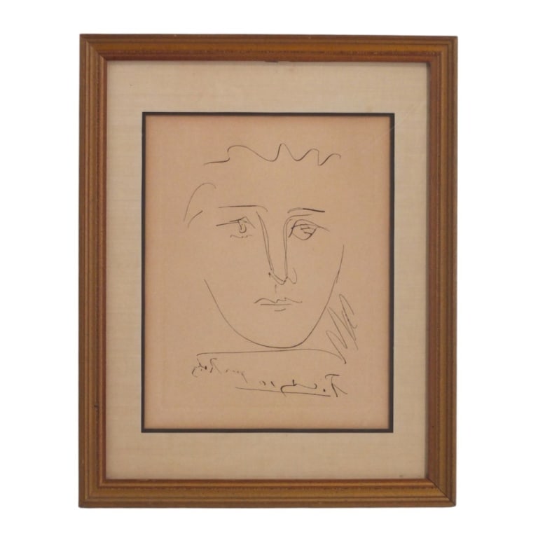 The Collector's Guild Etching Picasso "Pour Robie": The Collector's Guild Etching Picasso "Pour Robie". Original label. Measures 15-1/2" x 12-1/4" including frame. Estimate 60 - 120 Domestic shipping Third Party