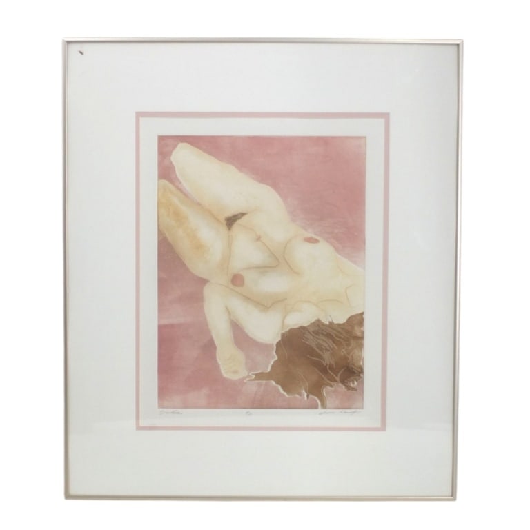 Denise Kasof Color Lithograph "Victoria" Nude: Denise Kasof (American Printmaker) Color Lithograph "Victoria" Nude. Pencil signed, titled and numbered A.P. Framed and presented under glass screen. Measures 17-1/2" x 14" (sight), frame measures