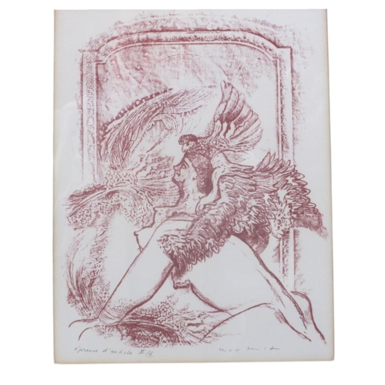 Max Ernst Lithograph in Red "Sphinx" Signed - 2