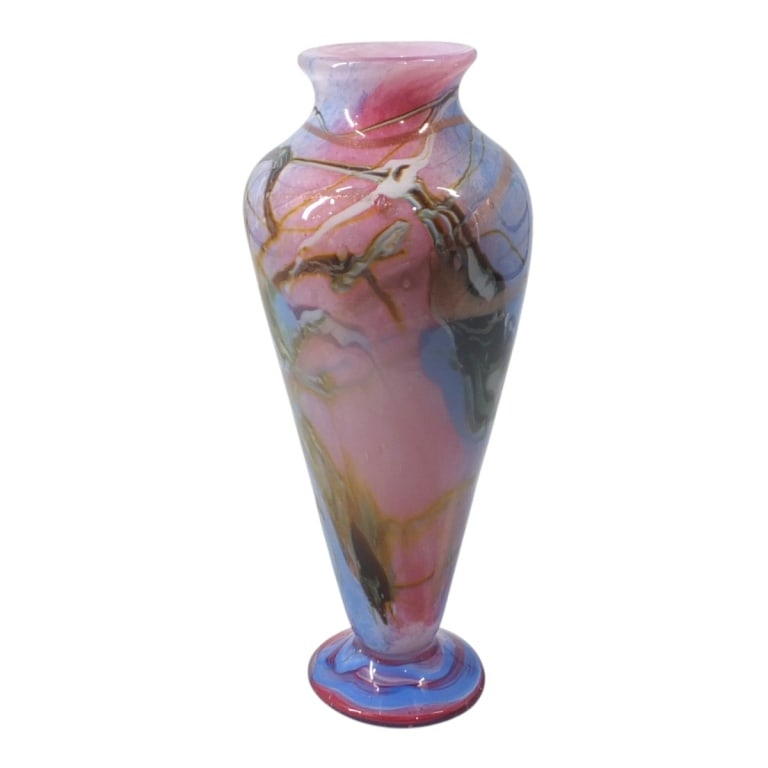 Raymond Branle, French (1940): Raymond Branle, French (1940) Art Deco Style Encased Glass vase. Signed. Measures 13-3/4" x 5-1/2". Condition: Good condition. Estimate 100 - 300 Domestic shipping Third party