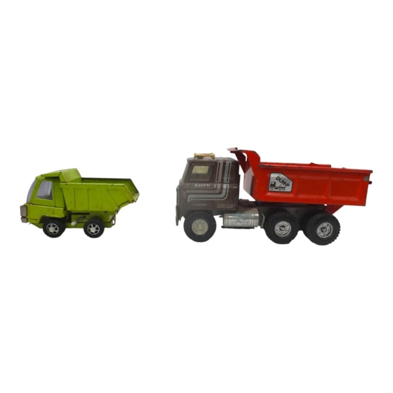 Vintage Buddy L and Ertl Dump Trucks: Vintage Steel Buddy L and Ertl Dump Trucks. Ertl Transtar Dump Truck and Buddy L Hydraulic Dump Truck. Condition: As Is condition, wear and losses consistent with age, use and storage. Estimate 80 -