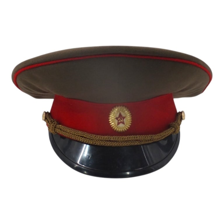 Soviet Army Union Officers Cap: Soviet Army Union Officers Uniform Cap. Marked on interior. Size: 57. Condition: Good used condition. Estimate 100 - 300 Domestic shipping Third party