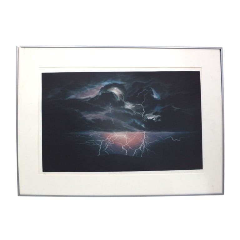 Susan Jameson Lithograph "Electric Storm" A/P: Susan Jameson (UK, b.1944) Color Photographic Lithograph "Electric Storm" . Pencil signed, titled and numbered A/P. Framed, no glass. Measures 15-1/2" x 24", frame measures 22" x 30-1/4". Condition: