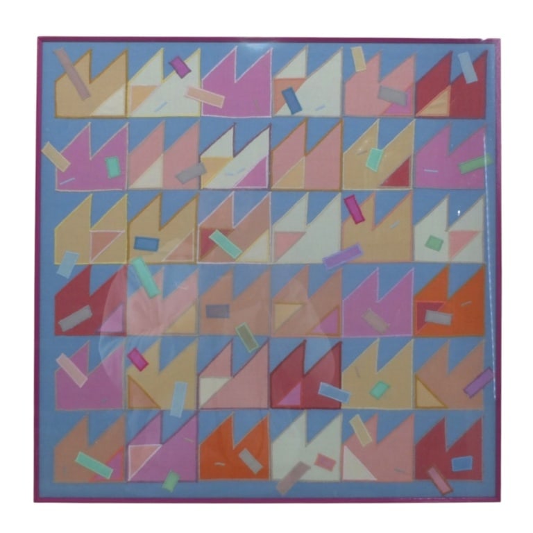 Contemporary Machine Embroidered Geometric Panel - 2