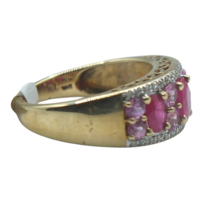 Vintage 10K Diamond, Ruby and Sapphire Ring - 3