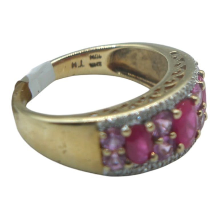 Vintage 10K Diamond, Ruby and Sapphire Ring - 4