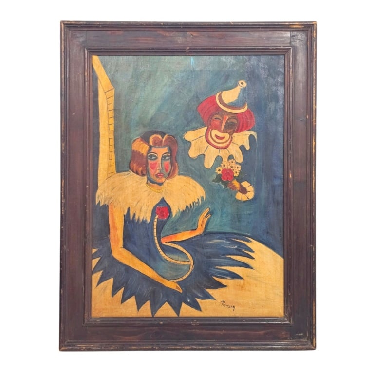 Jeno Remsey Oil/Canvas "Clown Couple" (1 of 4)