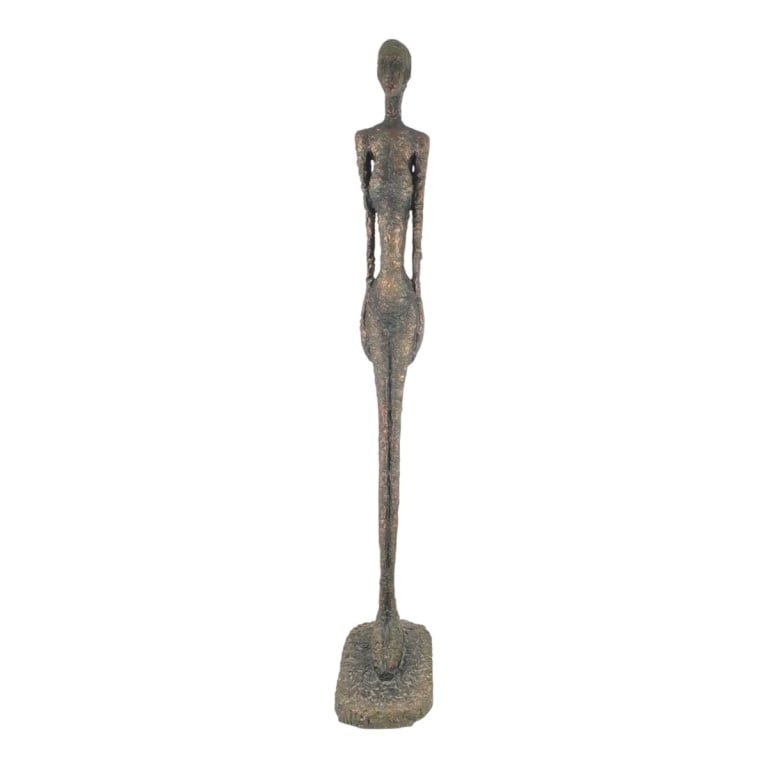 After: Alberto Giacometti (1901 - 1966): After: Alberto Giacometti (1901 - 1966) Life Size Composite Sculpture "Woman of Venice" Unmarked. Measures 74" x 11" x 17-1/2". Condition: Good condition. Estimate 800 - 1200 Domestic shipping Third
