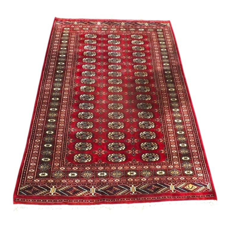 Semi Antique Persian Bokhara Rug, Signed: Semi Antique Persian Bokhara Wool Rug. Signed. Measures 76 x 46-1/2 Condition: Good condition. Estimate 200 - 400 Domestic shipping Third party