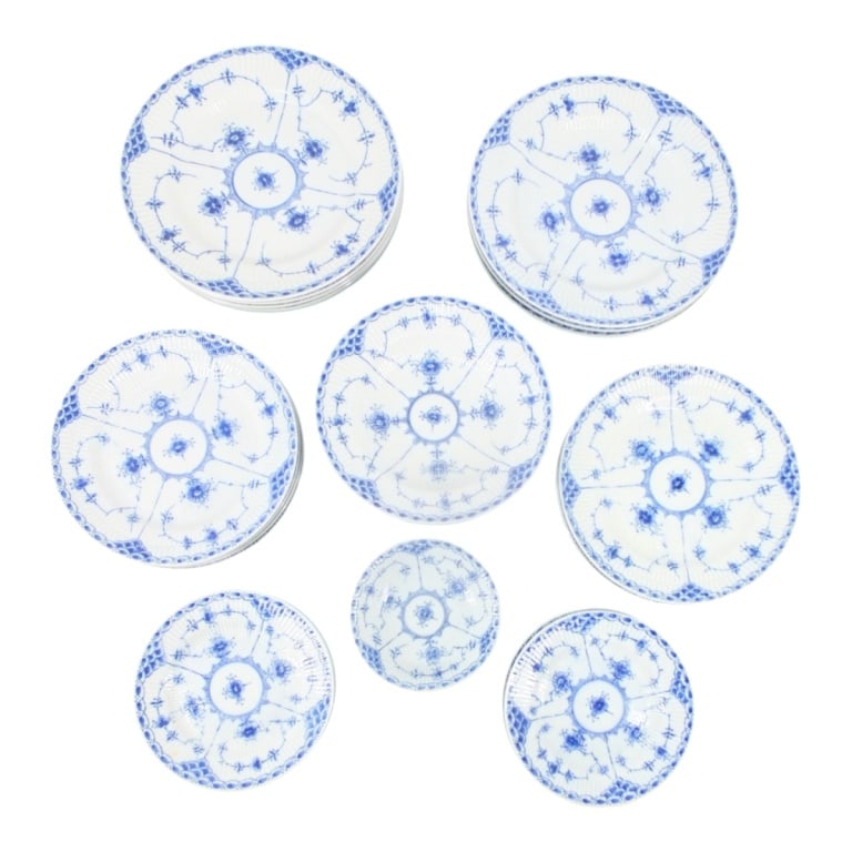 32 Pc L & M "Blue Fjord" Partial Dinnerware Set (1 of 8)