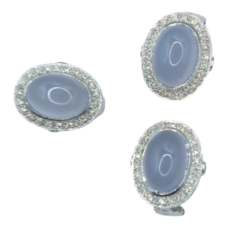 3 Pc. 18K Diamond & Chalcedony Ring (1 of 6)