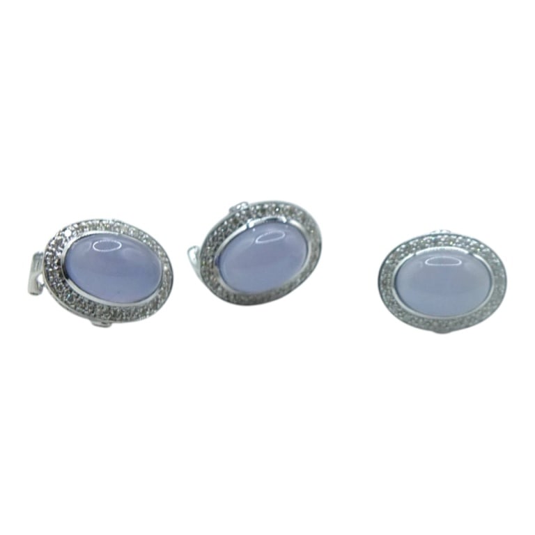 3 Pc. 18K Diamond & Chalcedony Ring - 2
