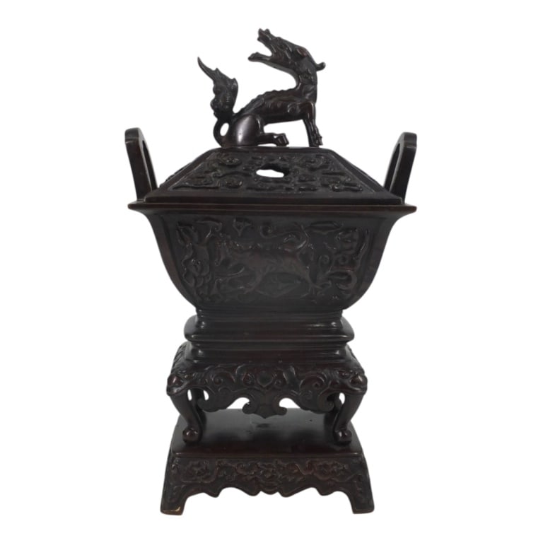 19C Chinese Bronze Figural Qilin Censer (1 of 4)