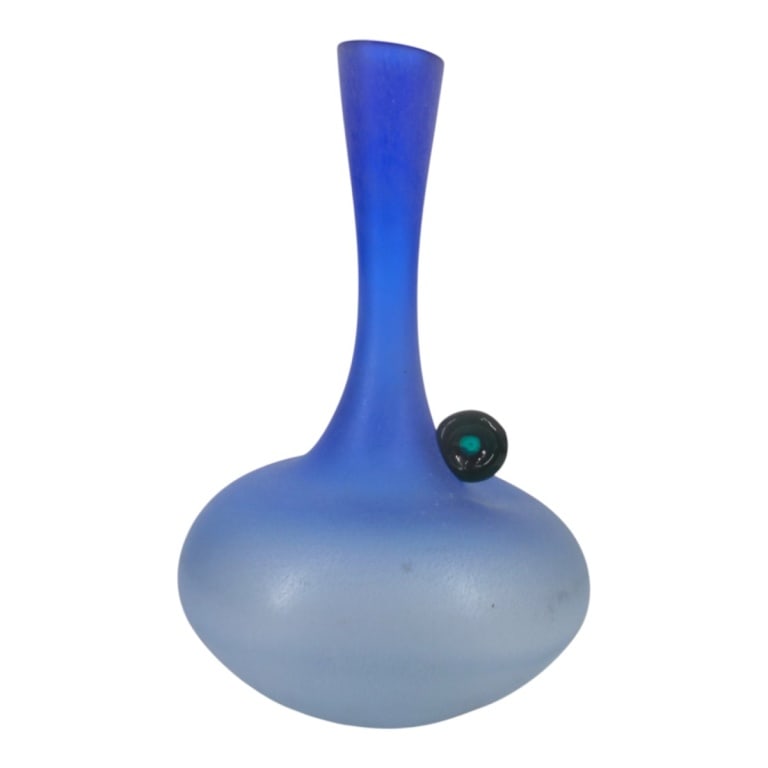 Post Modern Neker Blue Frosted Glass Bottle (1 of 5)