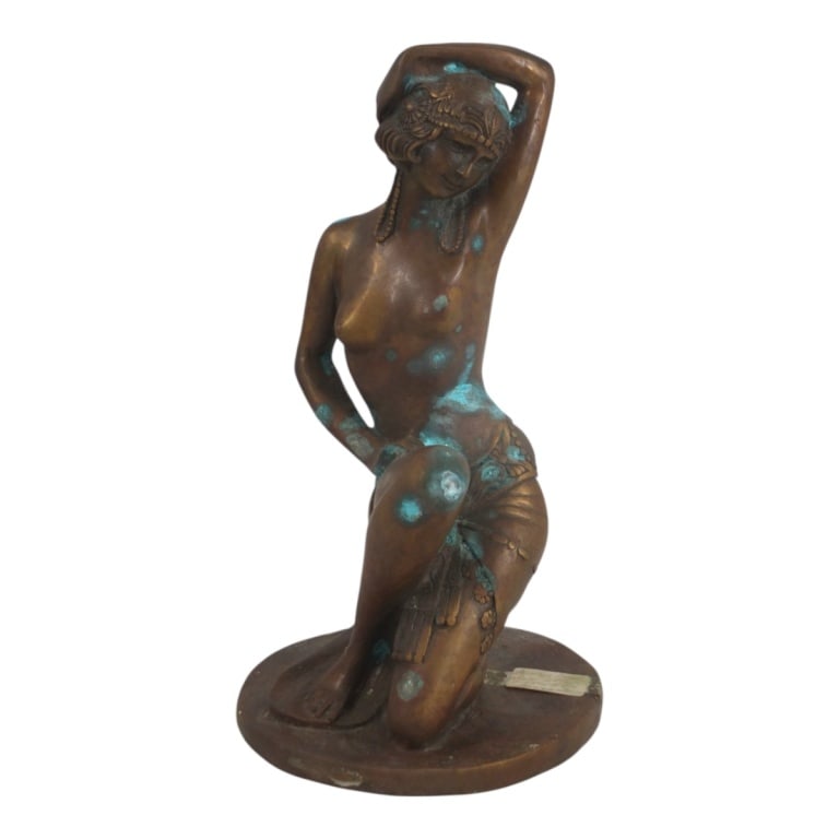 After Guisseppe Bessi Bronze "Art Deco Dancer": After Guisseppe Bessi, Italian (1857-1922) Bronze Figure "Art Deco Dancer". Unsigned. Measures 12-1/2" H. Condition: Oxidation spots or in good condition consistent with age and storage. Estimate 100 