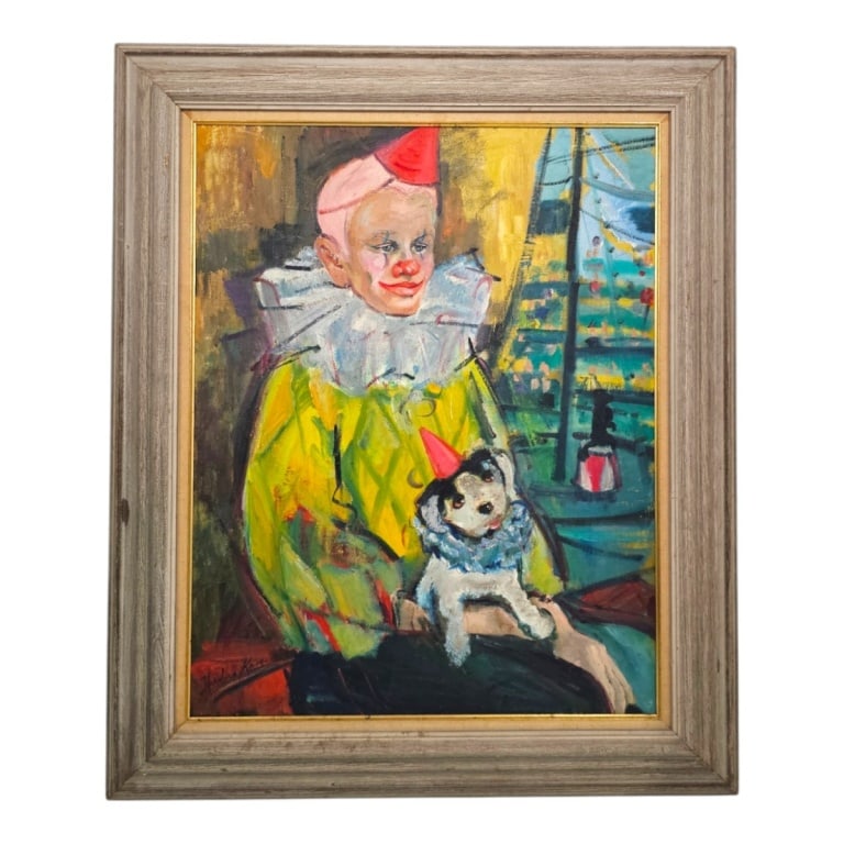 Theodora Kane Oil on Panel "Clown with Puppy" (1 of 5)