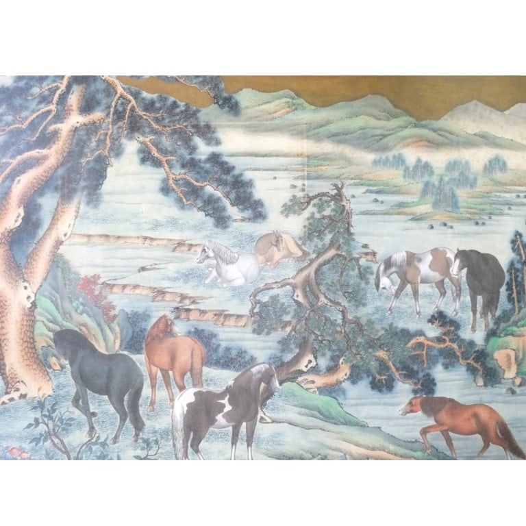 Possibly Ma Jin Painted Scroll "Eight Horses" - 2