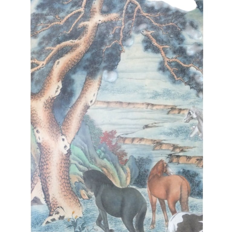 Possibly Ma Jin Painted Scroll "Eight Horses" - 3