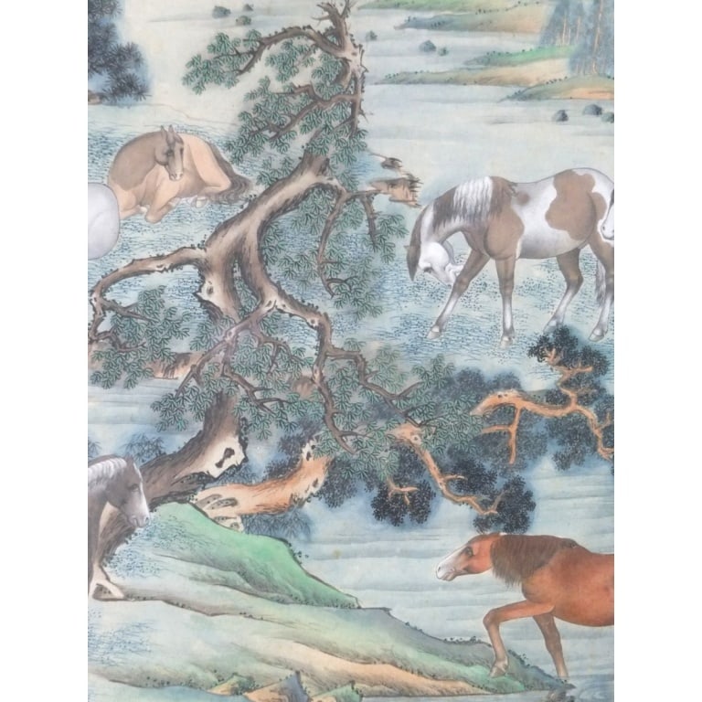 Possibly Ma Jin Painted Scroll "Eight Horses" - 4