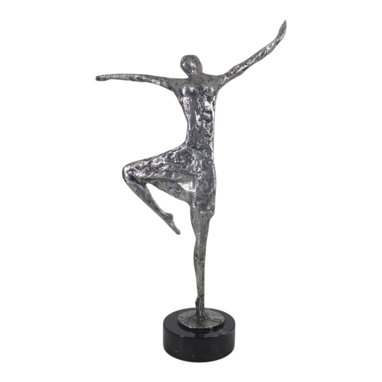 Large Figurative Metal Sculpture: Large Figurative Metal Sculpture Presented on a Marble Base. Overall measures 26-3/4" x 15-1/2". Condition: Good condition. Estimate 150 - 250 Domestic shipping Third party