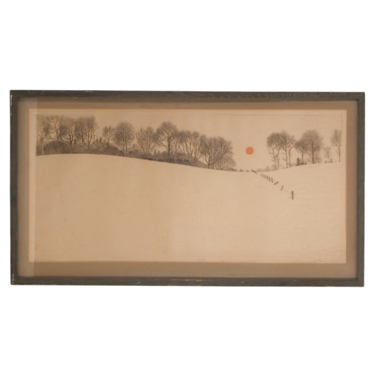 Richard Volpe Engraving "Divide": Richard Volpe (American, b. 1928) Engraving "Divide". Pencil signed, titled and numbered 60/200, COA and artist's bio affixed to verso. Framed and under glass. Measures 15-1/2" x 32", frame 20" x 36".